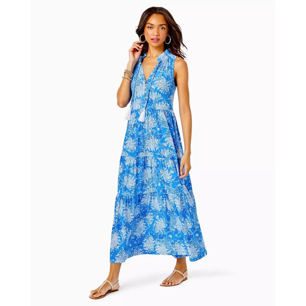 Lilly pulitzer Malone Maxi Dress in Boca Blue Croc & Lock It Maxi Dress  M